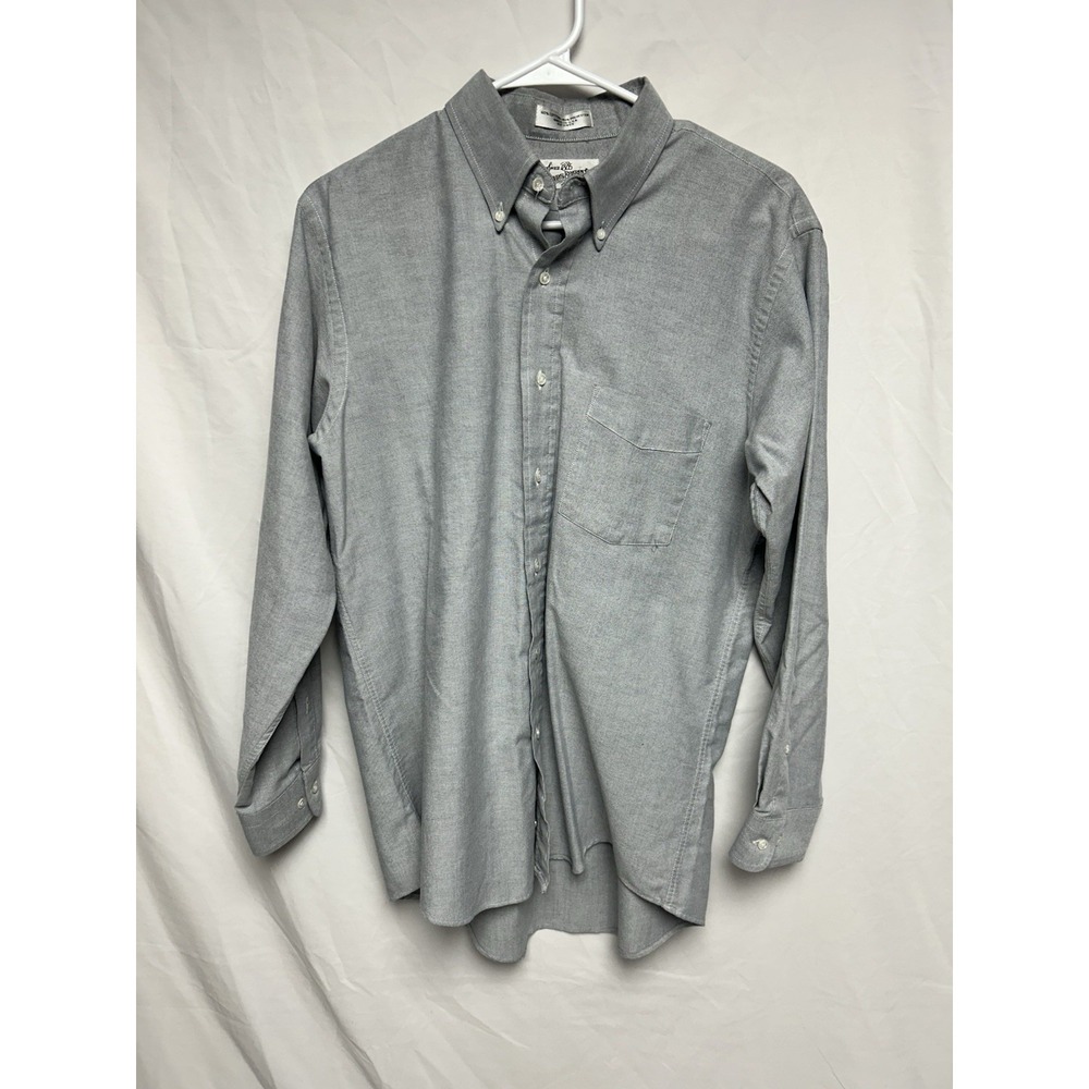 VTG Sears & Roebuck Long Sleeve Button Up Oxford Shirt, Gray, Made USA, 16 32/33